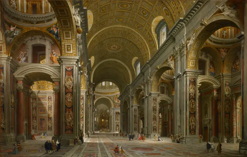 Interior of St. Peter’s, Rome av Giovanni Paolo Panini
