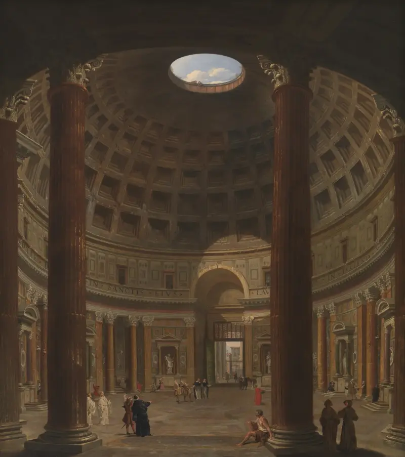 Pantheon i Rom, interiör av Giovanni Paolo Panini