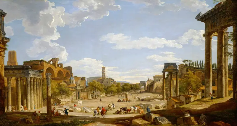 View Of The Roman Forum av Giovanni Paolo Panini