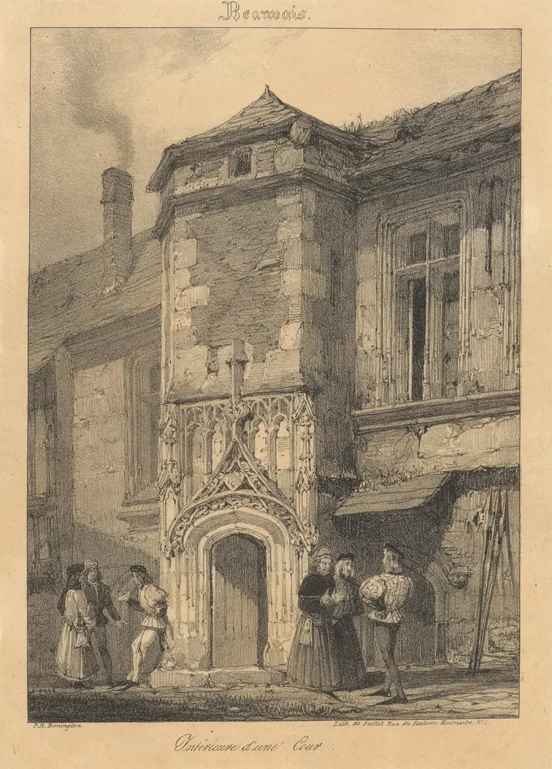 Beauvais – vnitřní dvůr, Richard Parkes Bonington