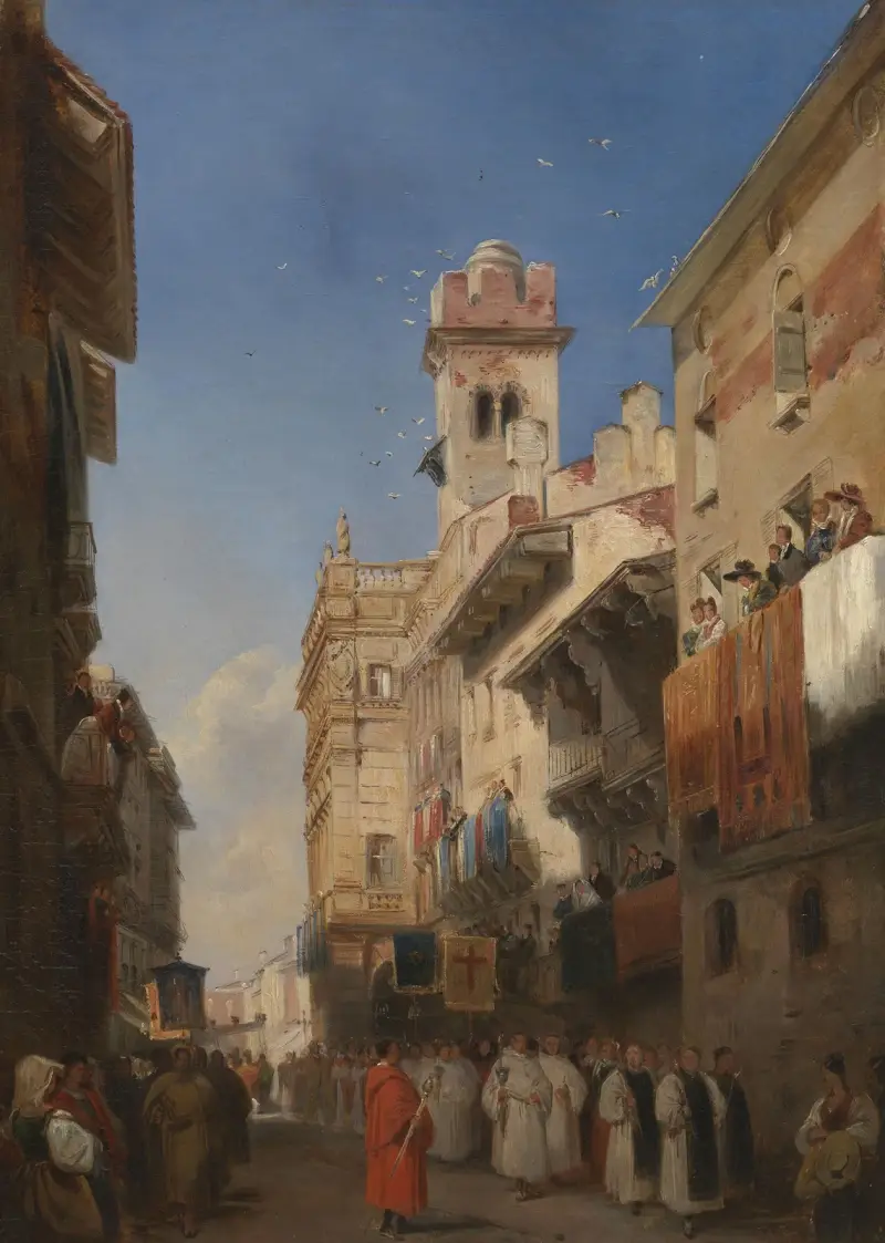 Procession in Verona av Richard Parkes Bonington