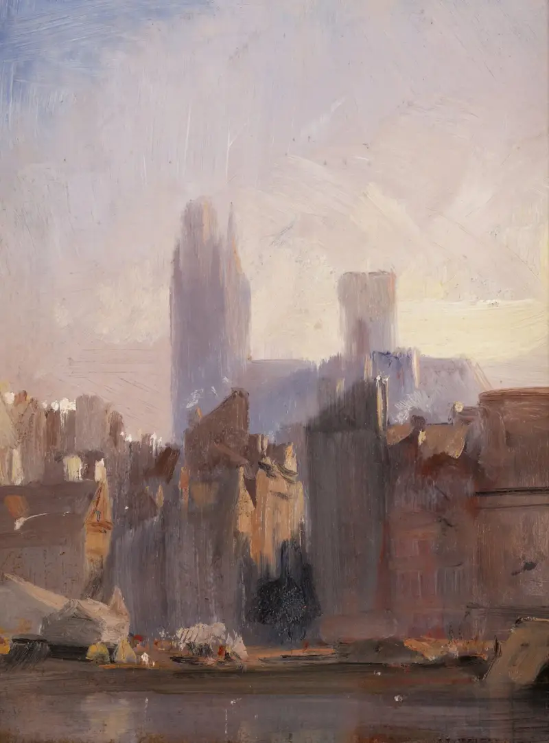 Rouen Cathedral, Sunrise av Richard Parkes Bonington