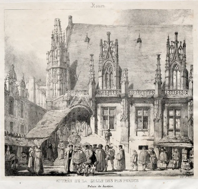 Rouen; Entrée de la Salle des Pas Perdus, Palais du Justice av Richard Parkes Bonington