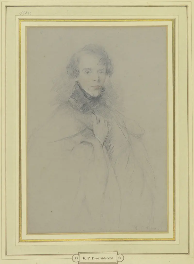 Selbstbildnis im Mantel, Kniestück von Richard Parkes Bonington