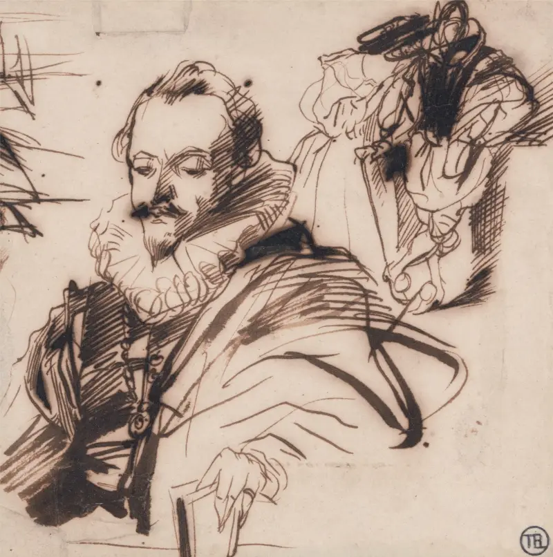 Study of a Gentleman in 17th Century Costume av Richard Parkes Bonington