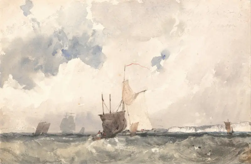 Fartyg i grov sjö av Richard Parkes Bonington