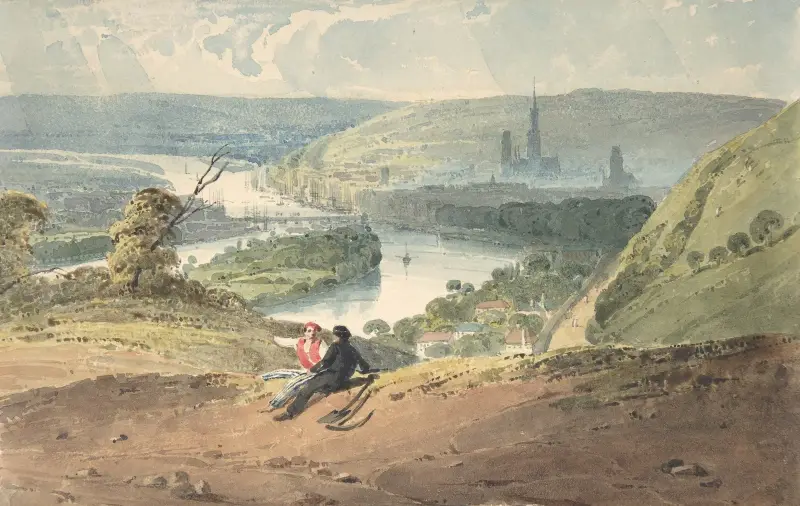 Utsikt över Rouen från St. Catherine’s kulle av Richard Parkes Bonington
