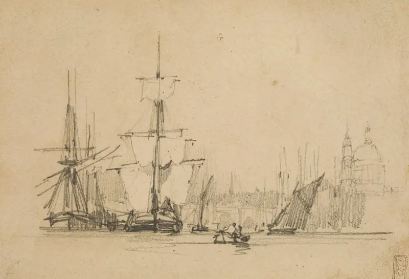 Pohled na Temži s kupolí katedrály sv. Pavla, Londýn, Richard Parkes Bonington