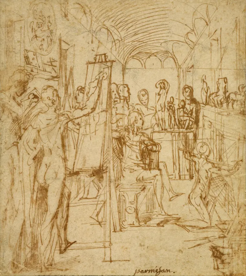 Interior of a Painter’s Studio av Parmigianino