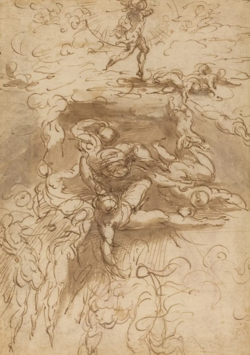 The Fall of the Rebel Angels (recto) av Parmigianino