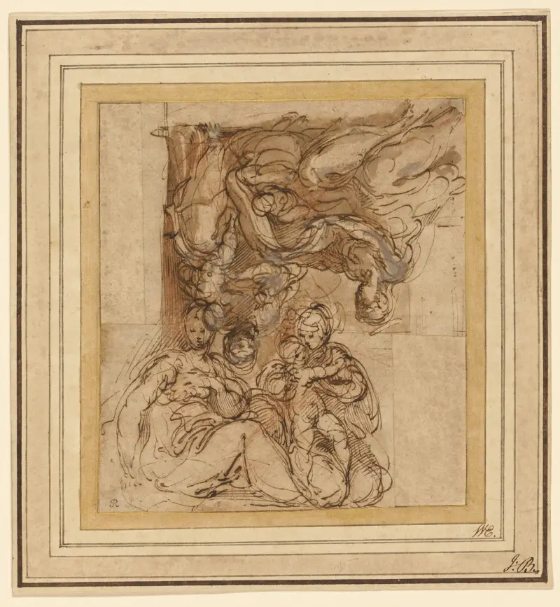 Two Studies for a Holy Family av Parmigianino