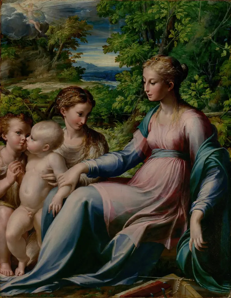 Virgin and Child with Saint John the Baptist and Mary Magdalene av Parmigianino