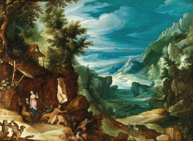 Landscape with the Temptation of Saint Anthony av Paul Bril