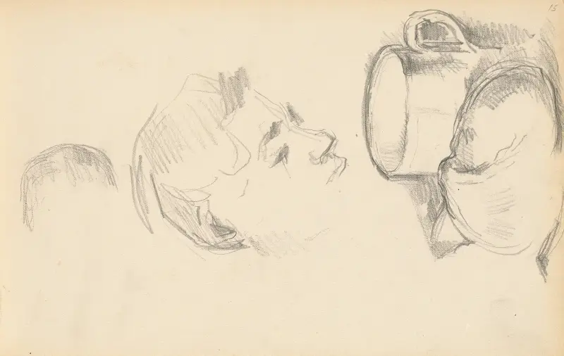 Hlava, šálek a kousek chleba, Paul Cézanne