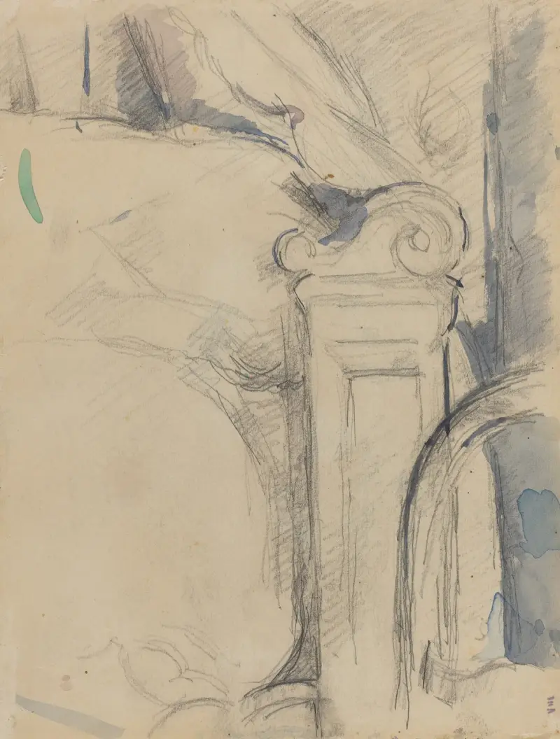 Čelenka postele (verso), Paul Cézanne
