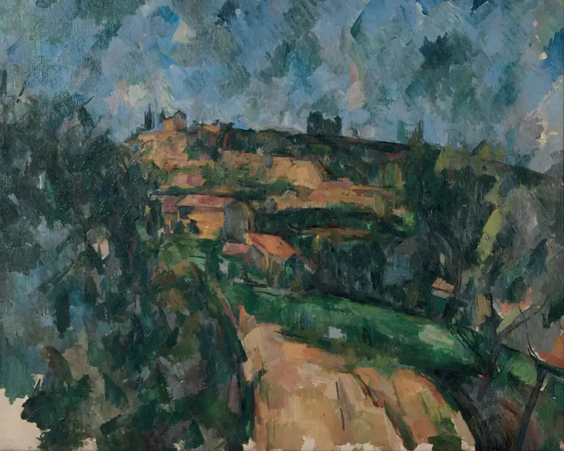 Bend Of The Road At The Top Of The Chemin Des Lauves av Paul Cézanne