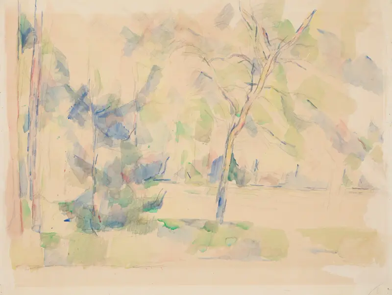 Lake at the Edge of a Forest av Paul Cézanne