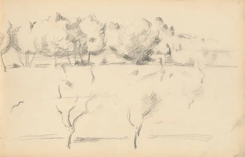 Krajina se stromy, Paul Cézanne