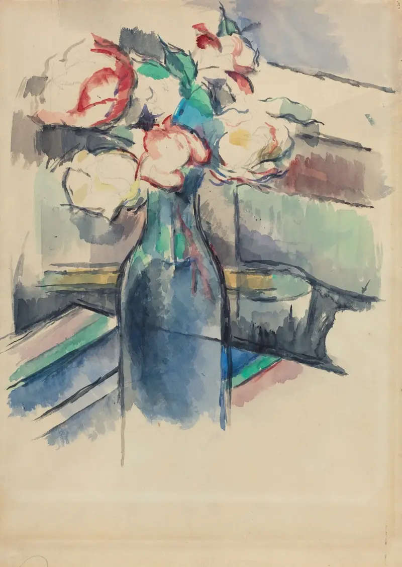 Rosen in einer Flasche von Paul Cézanne