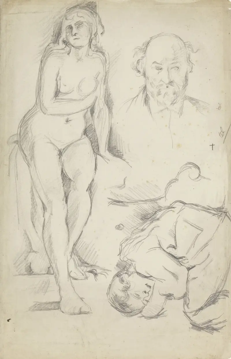 Studies of Three Figures, Including a Self-portrait av Paul Cézanne