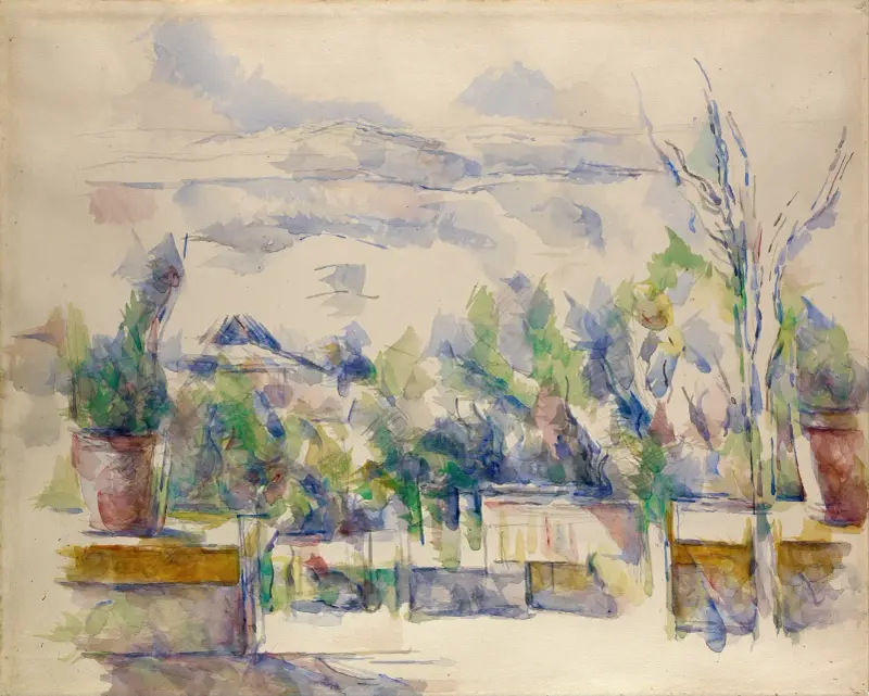 Terrassen vid trädgården i Les Lauves av Paul Cézanne