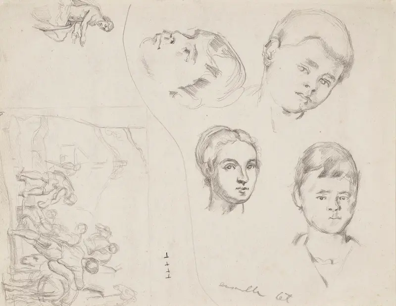 Trois portraits de Paul et études d’après Pedro de Maya et le Tintoret av Paul Cézanne