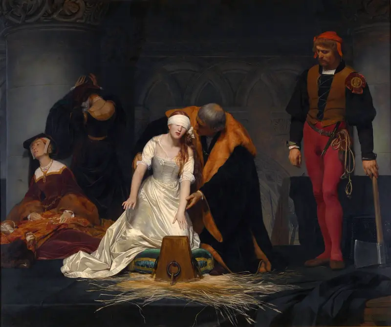 Lady Jane Greys avrättning i Towern år 1554 av Paul Delaroche