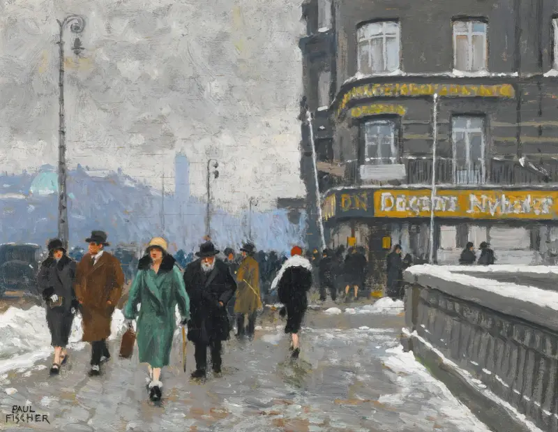 A winter street av Paul Fischer