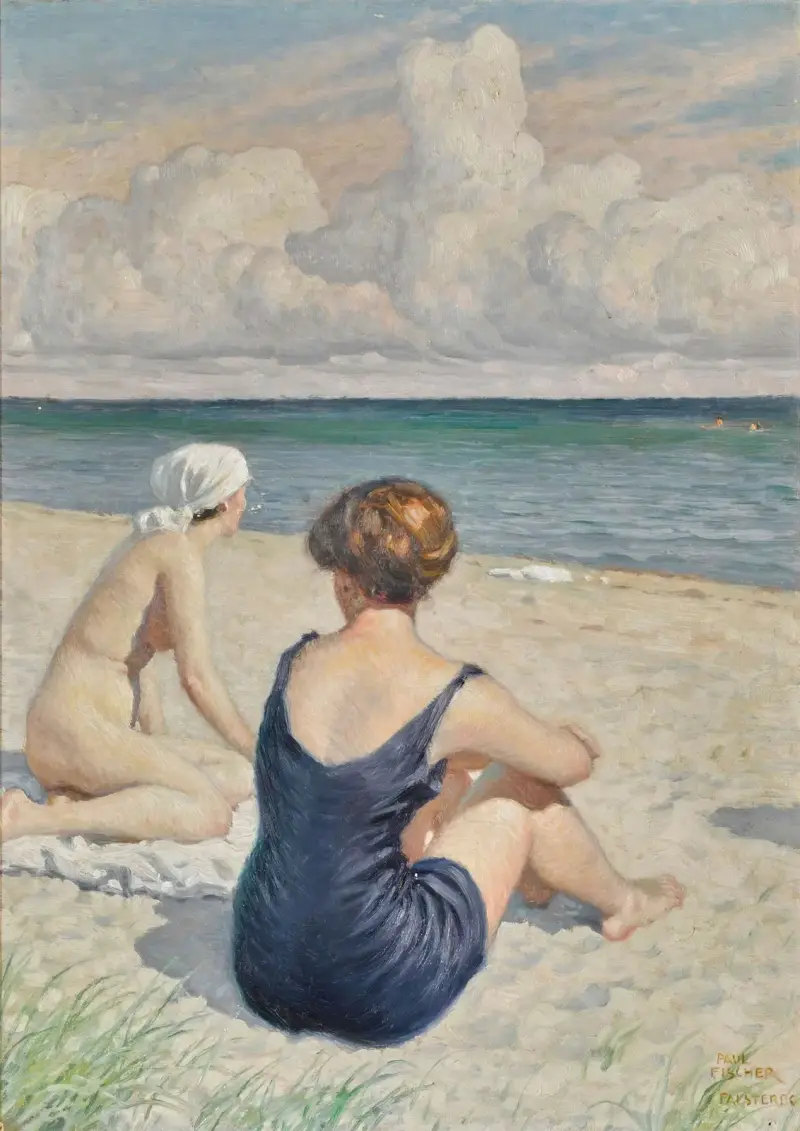 Bathers on the beach, Falsterbo av Paul Fischer