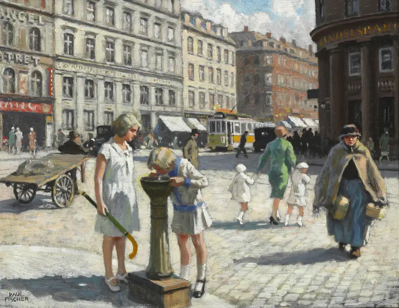 Ved Trianglen i København en varm sommerdag av Paul Fischer