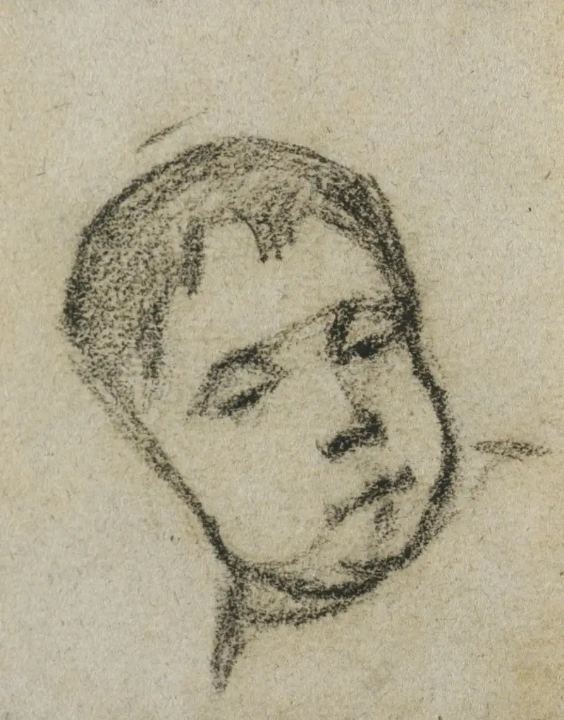 Emil Gauguin as a Child, Head on a Pillow av Paul Gauguin
