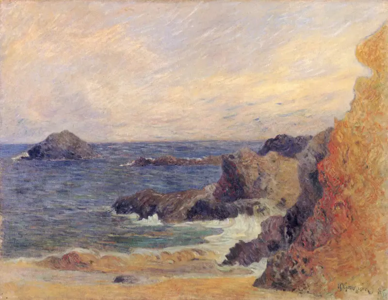 La Côte rocheuse, ou Rochers au bord de la mer av Paul Gauguin