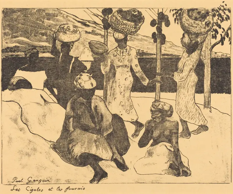Locusts and Ants; A Memory of Martinique (Les cigales et les fourmis; Souvenir de la Martinique) av Paul Gauguin