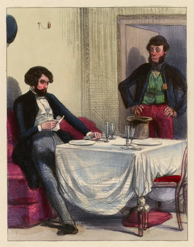 A monsieur Anatole qui attends dans un cabinet de la Poissonnerie av Paul Gavarni