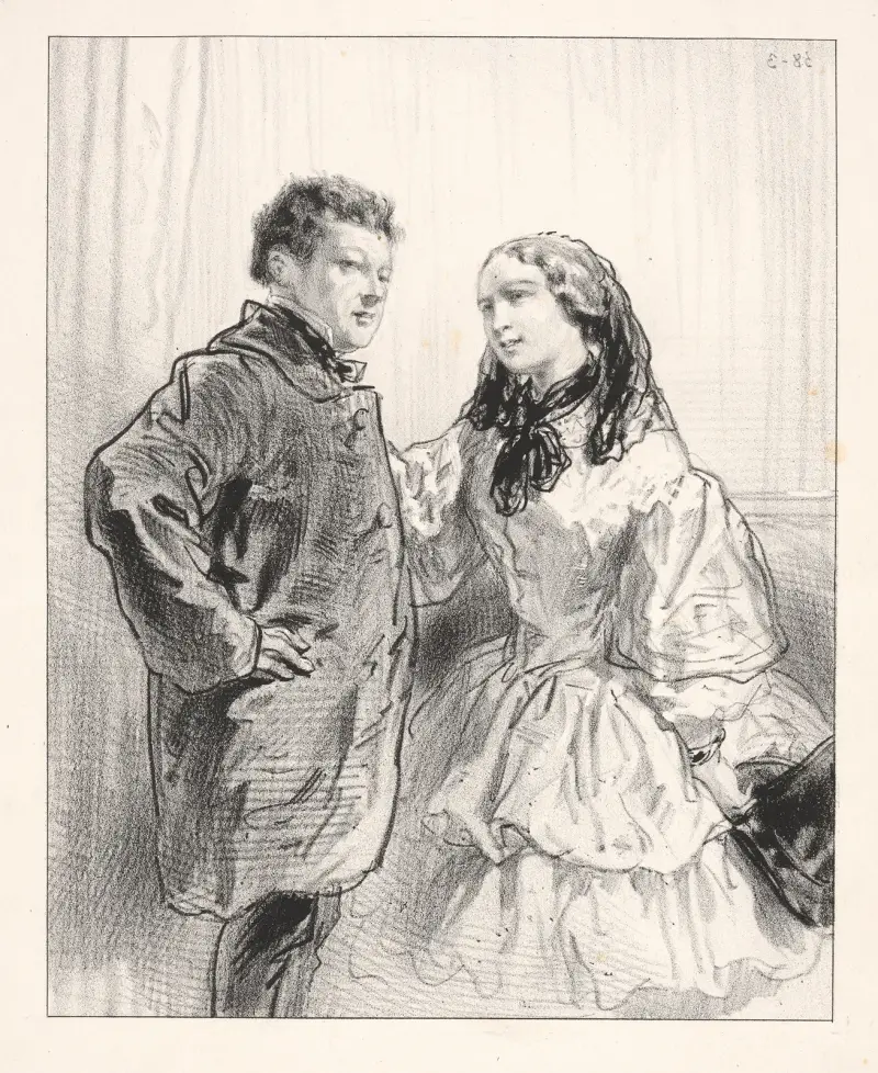 Aus der Natur; Du wirst mit Dachu Dame spielen! Und. von Paul Gavarni