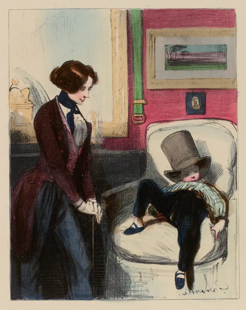 Grand Papa sa fiché de petite maman, parceque petite Maman s’est fait des tetais avec du coton, na von Paul Gavarni