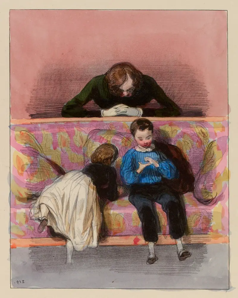 Je le dirai. que t’as encore pris dans le petit pot, du rouge que Maman se met av Paul Gavarni