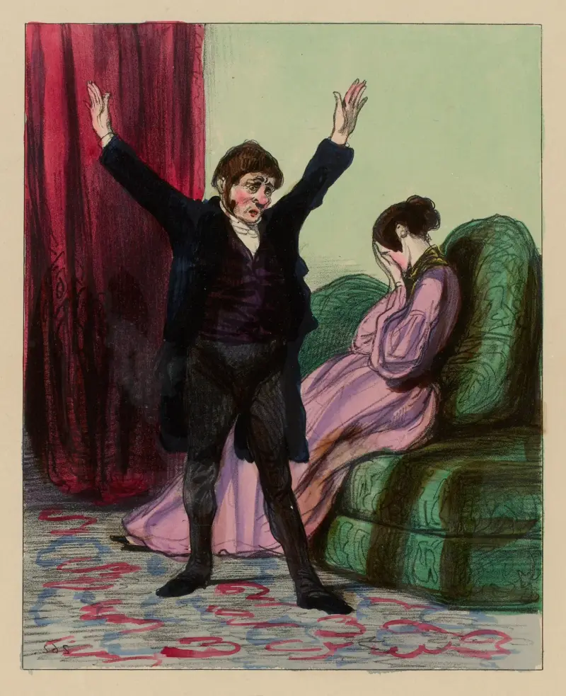 Malheureuse tu feras la honte de ton sexe et le desespoir du mien av Paul Gavarni