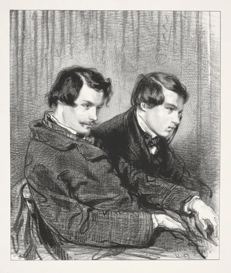 Masker och ansikten; Pappersherrar, 1. Edmond och Jules de Goncourt av Paul Gavarni