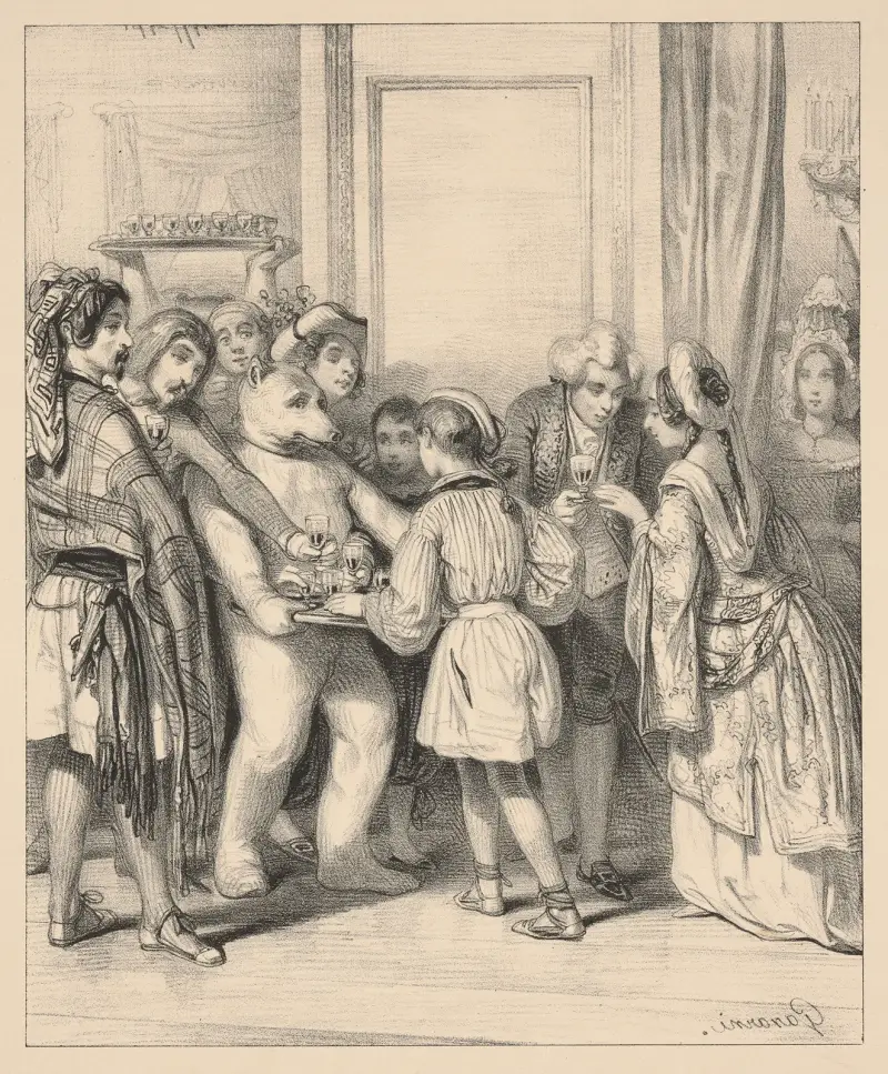 Erinnerungen an den Karneval, Nr. 3; Das Tablett mit Erfrischungen von Paul Gavarni
