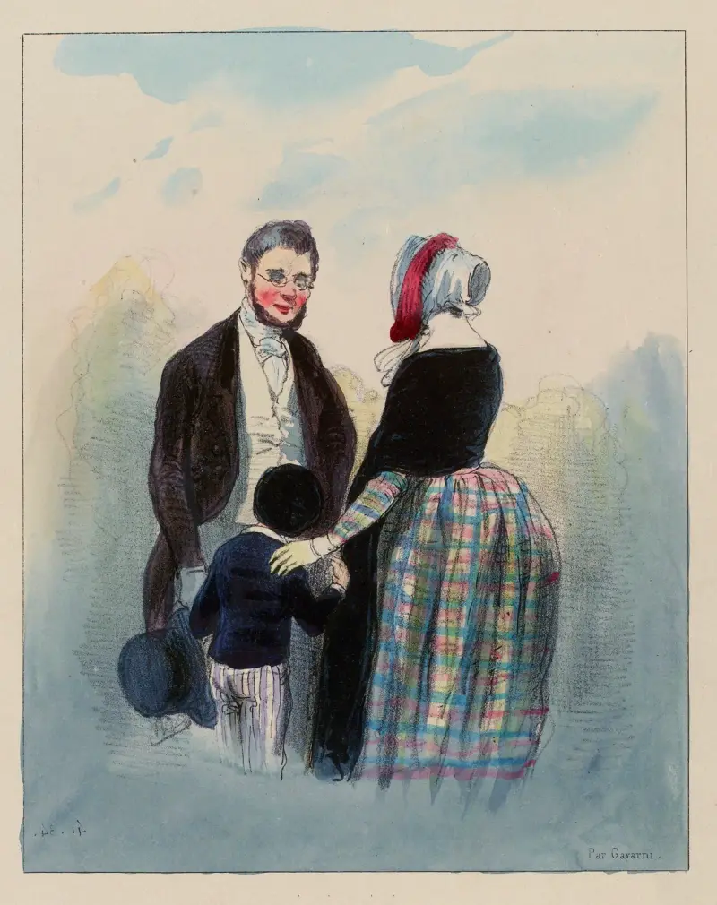 N’est-ce pas, Mosieu Prud’homme, qu’il ne faut pas mettre un H à omelette. là vois-tu M’man von Paul Gavarni