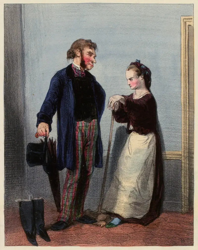 Man kann nicht mit Mademoiselle sprechen, sie macht sich die Nägel von Paul Gavarni