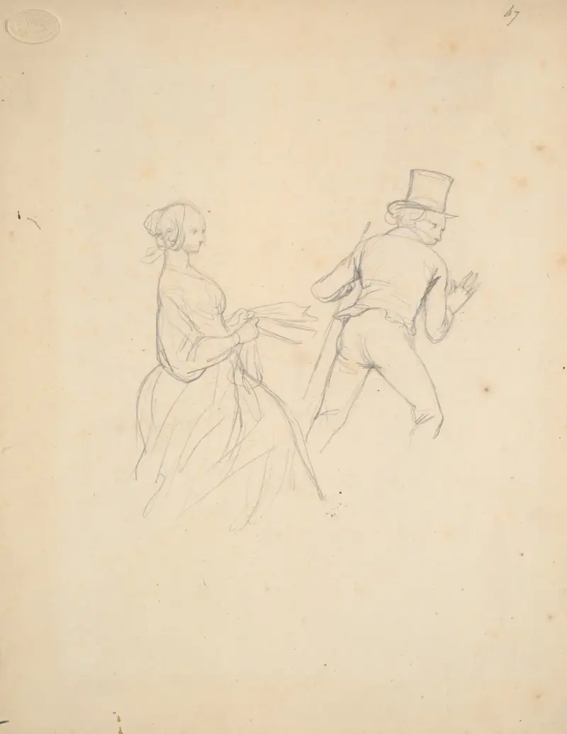 Studie för bokillustration (’Physiologie du Tailleur’) av Paul Gavarni
