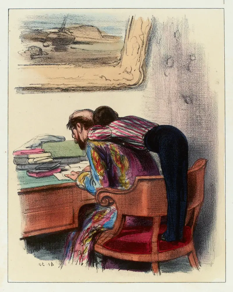 Un petit de la pension qui disait que t’étais renégat, j’y ai fichu des gifflets. n’est ce pas, père, que t’es catho, Paul Gavarni