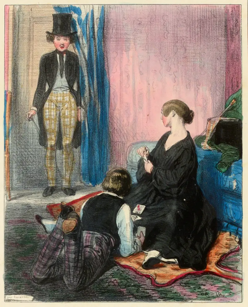 Valet de coeur et valet de trèfle bataille av Paul Gavarni