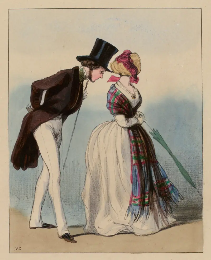 Vous reverrai-je – Allons. Oui. un mot encore vous êtes mariée – Parbleu av Paul Gavarni
