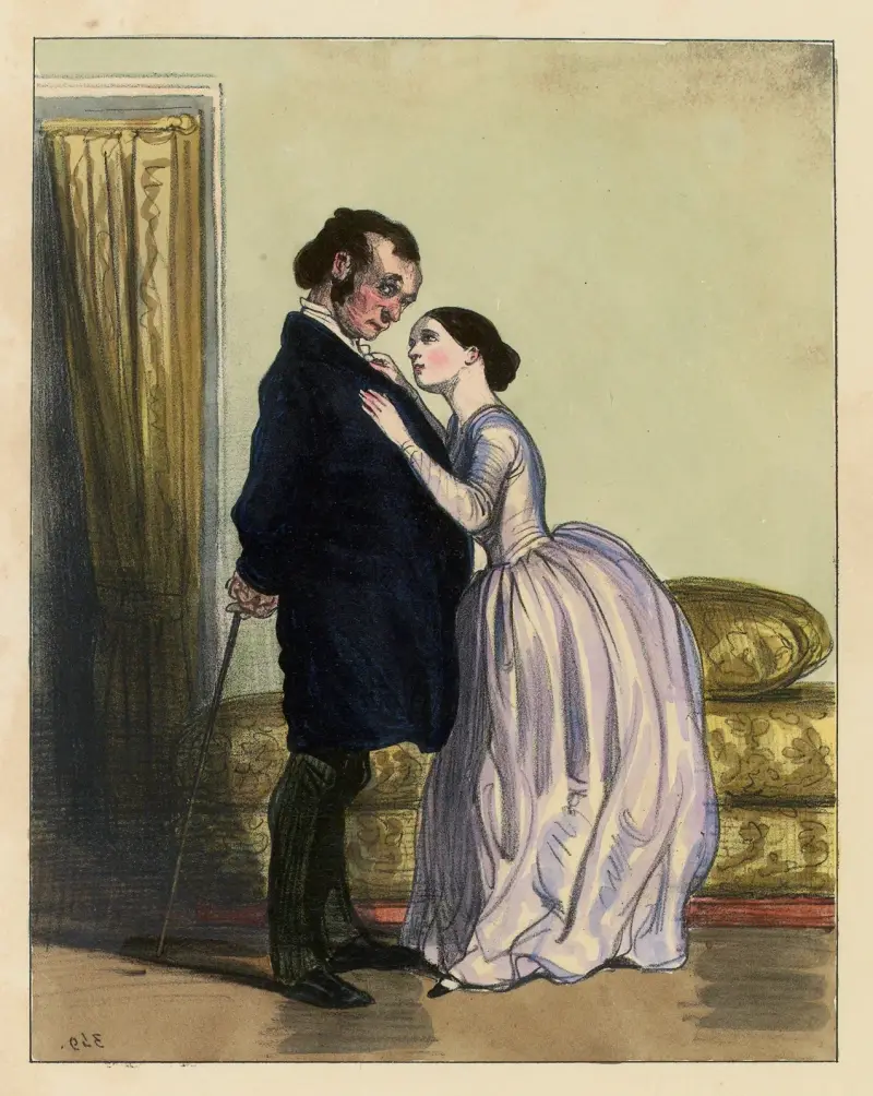 Voyons Théodore nous ne sommes donc plus la Bichette à notre petite maman av Paul Gavarni