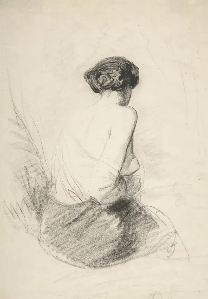 Woman Seated, Seen from Back av Paul Gavarni