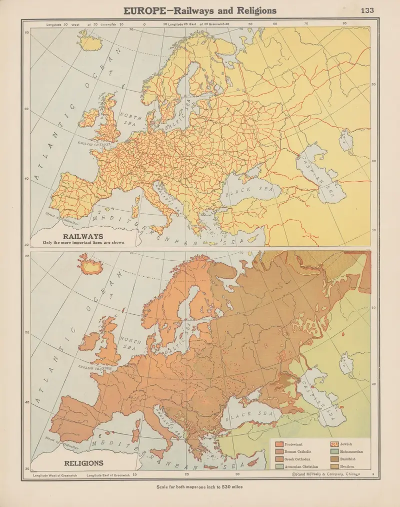 Europa – Järnvägar och religioner av John Paul Goode