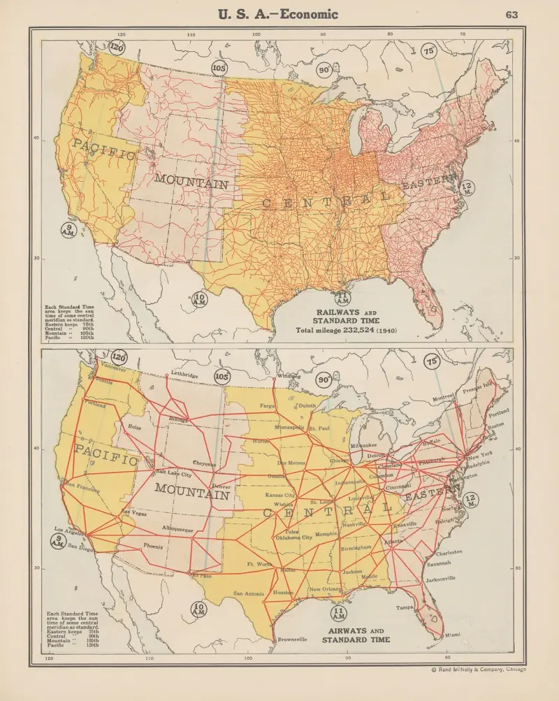 U. S. A.—Economic, Railways, Airways and Standard Time av John Paul Goode